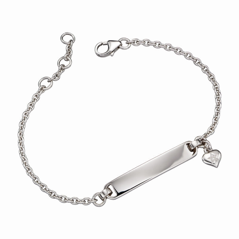 Little Star Sterling Silver Diamond Aisha Charm Child ID Bracelet
