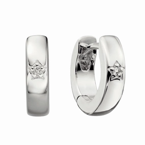 Little Star Sterling Silver Diamond Lottie Childs Hoop Earrings