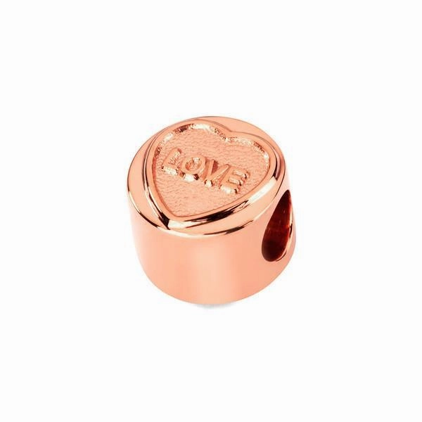 Love Hearts Rose Gold Plated Sterling Silver "Love" Charm