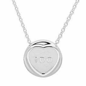 Love Hearts Sterling Silver White Enamel "I Do" Necklace