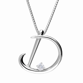 Love Letters 18ct White Gold 0.10ct Diamond Initial D Necklace