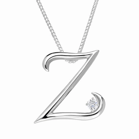 Love Letters 18ct White Gold 0.10ct Diamond Initial Z Necklace