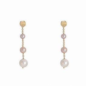 Marco Bicego Africa 18ct Yellow Gold Multicolour Pearl Drop Earrings
