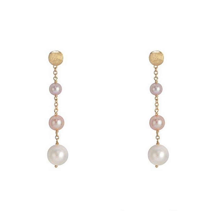 Marco Bicego Africa 18ct Yellow Gold Multicolour Pearl Drop Earrings