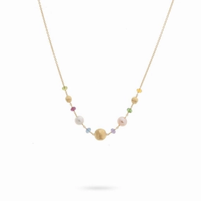 Marco Bicego Africa 18ct Yellow Gold Pearl Mixed Gemstone Necklace D
