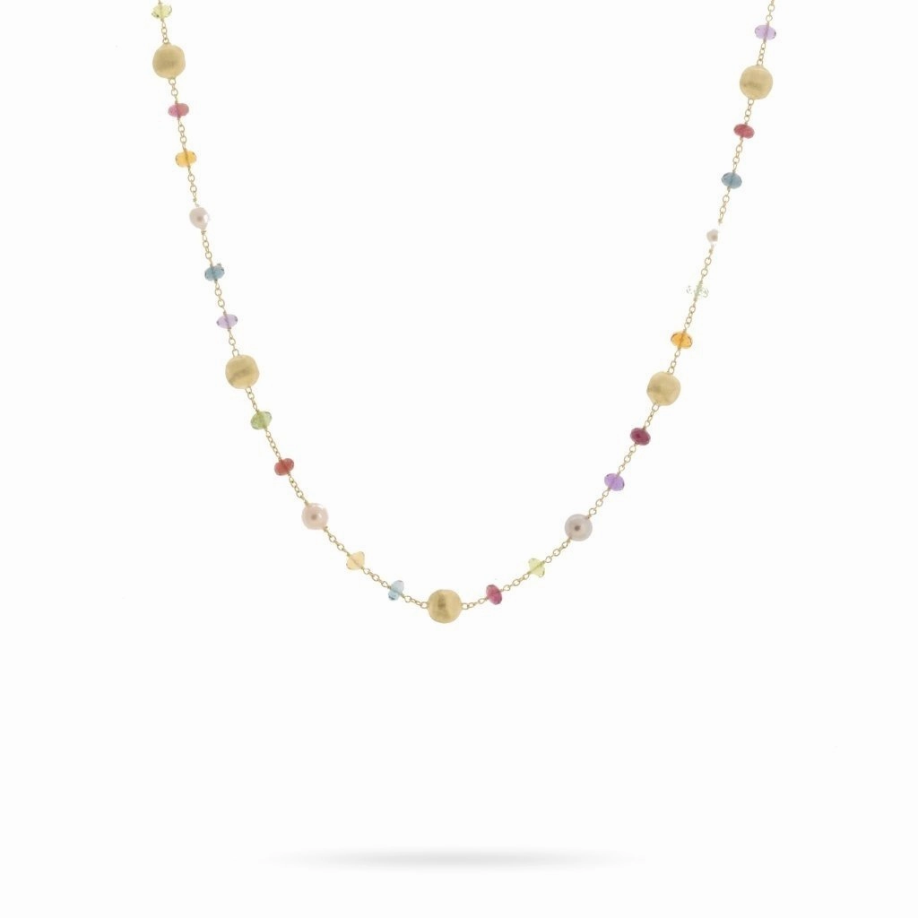Marco Bicego Africa 18ct Yellow Gold Pearl Mixed Gemstone Necklace D