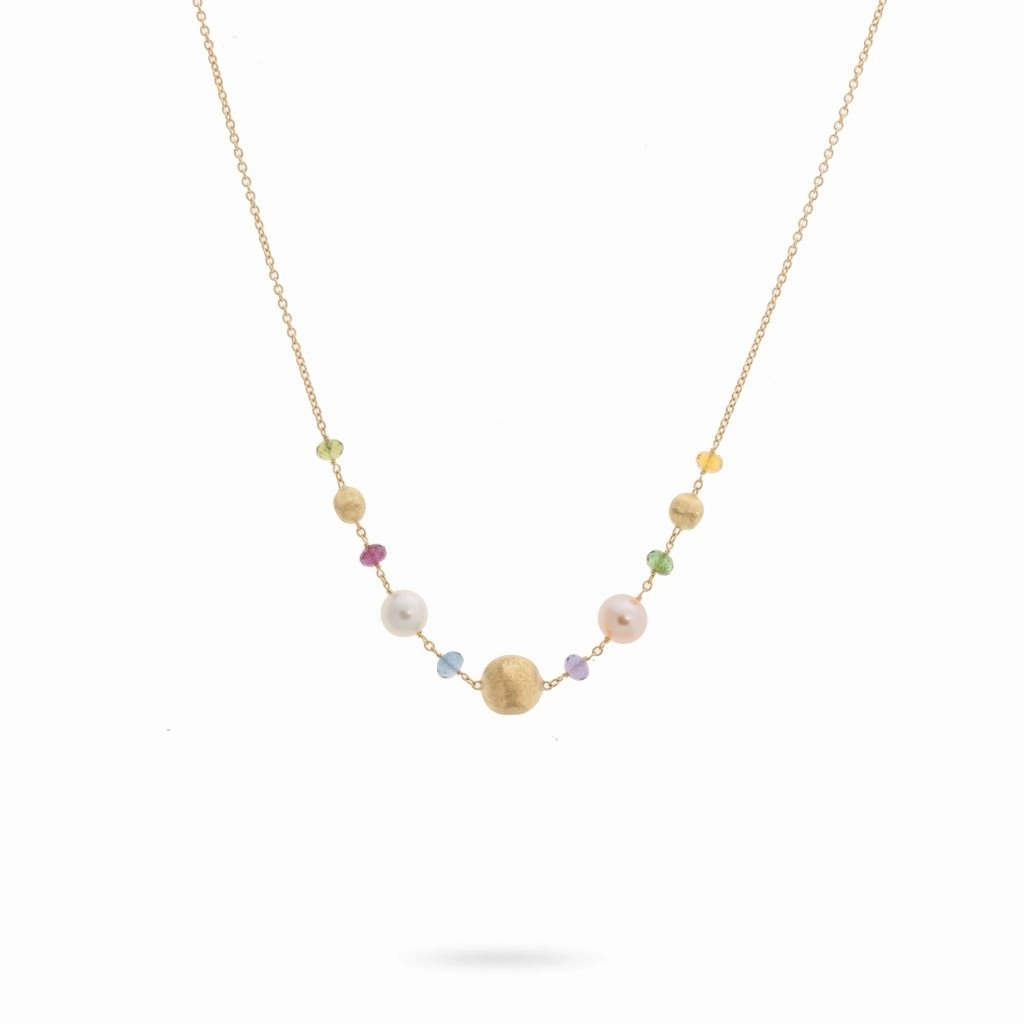 Marco Bicego Africa 18ct Yellow Gold Pearl Mixed Gemstone Necklace D