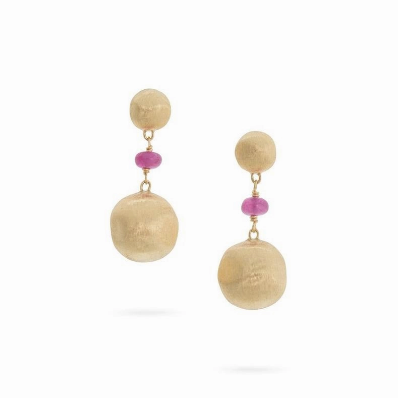 Marco Bicego Africa 18ct Yellow Gold Ruby Short Drop Earrings