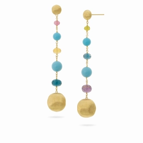 Marco Bicego Africa 18ct Yellow Gold Turquoise Mixed Gemstone Duster Earrings