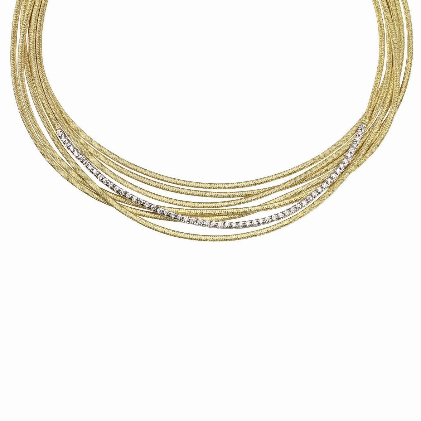 Marco Bicego Cairo 18ct Yellow Gold 1.14ct Diamond Multi-Strand Woven Collar Necklace