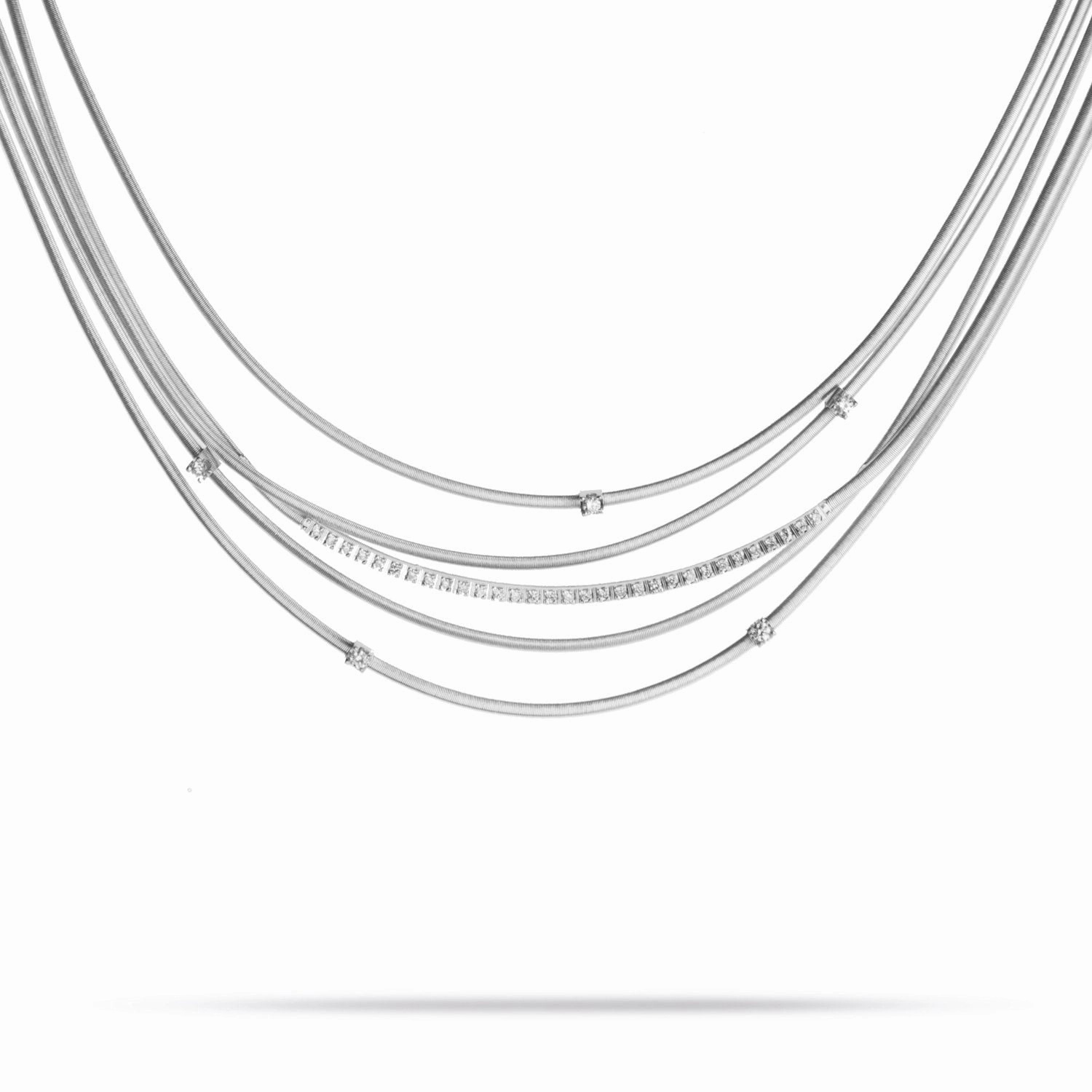 Marco Bicego Goa 18ct White Gold 0.38ct Diamond Five Row Necklace