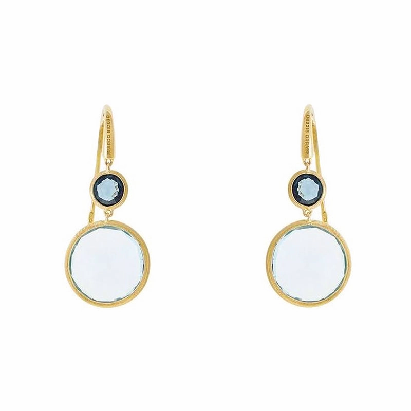 Marco Bicego Jaipur 18ct Yellow Gold and Mixed Blue Topaz Drop Earrings D