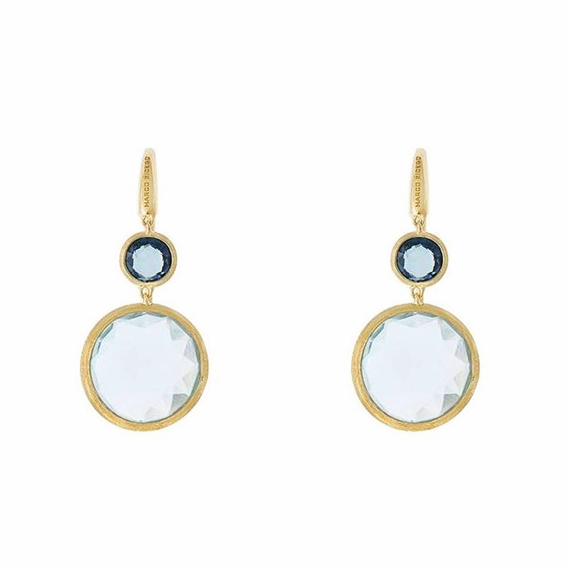 Marco Bicego Jaipur 18ct Yellow Gold and Mixed Blue Topaz Drop Earrings D