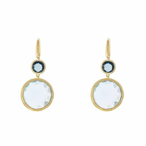 Marco Bicego Jaipur 18ct Yellow Gold and Mixed Blue Topaz Drop Earrings D