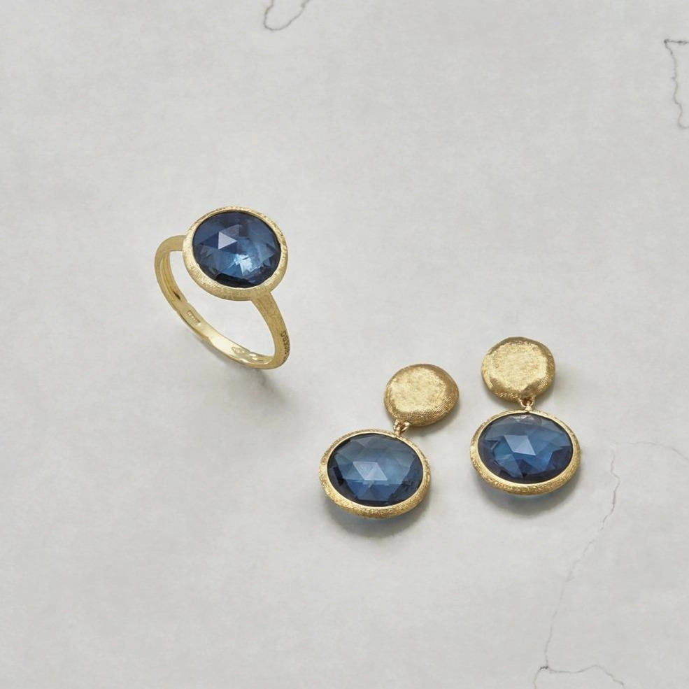 Marco Bicego Jaipur 18ct Yellow Gold London Blue Topaz Drop Earrings D