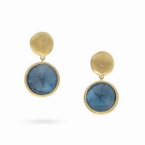 Marco Bicego Jaipur 18ct Yellow Gold London Blue Topaz Drop Earrings D