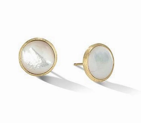 Marco Bicego Jaipur 18ct Yellow Gold White Mother of Pearl Stud Earrings