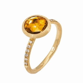 Marco Bicego Jaipur 18ct Yellow Gold Yellow Quartz Diamond Ring