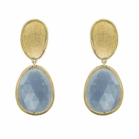 Marco Bicego Lunaria 18ct Yellow Gold Aquamarine Drop Earrings D