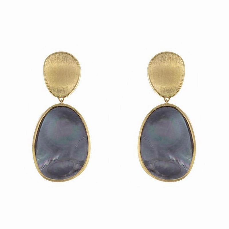 Marco Bicego Lunaria 18ct Yellow Gold Black Mother of Pearl Earrings
