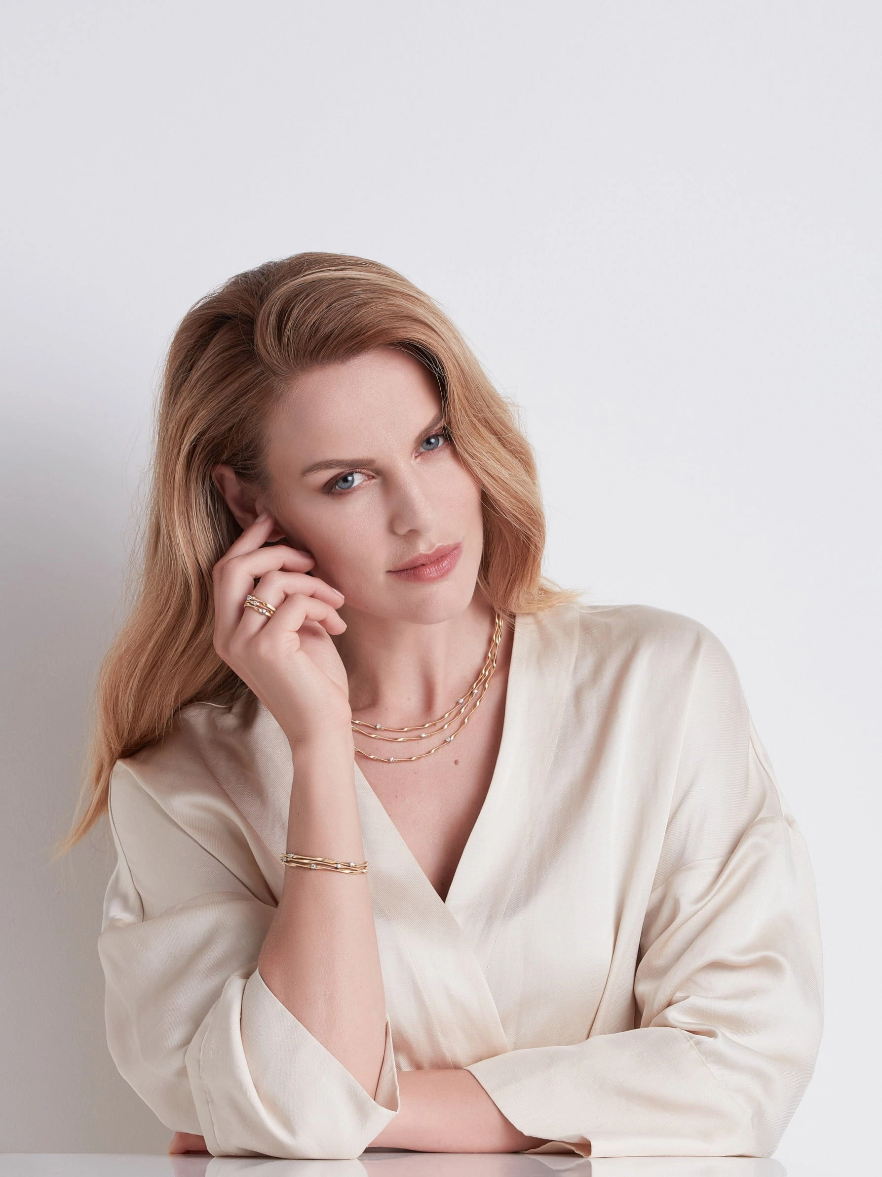 Marco Bicego Marrakech 18ct Yellow Gold 0.35ct Three-Strand Necklace