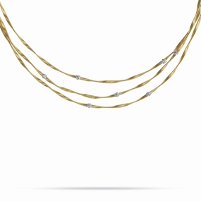 Marco Bicego Marrakech 18ct Yellow Gold 0.35ct Three-Strand Necklace