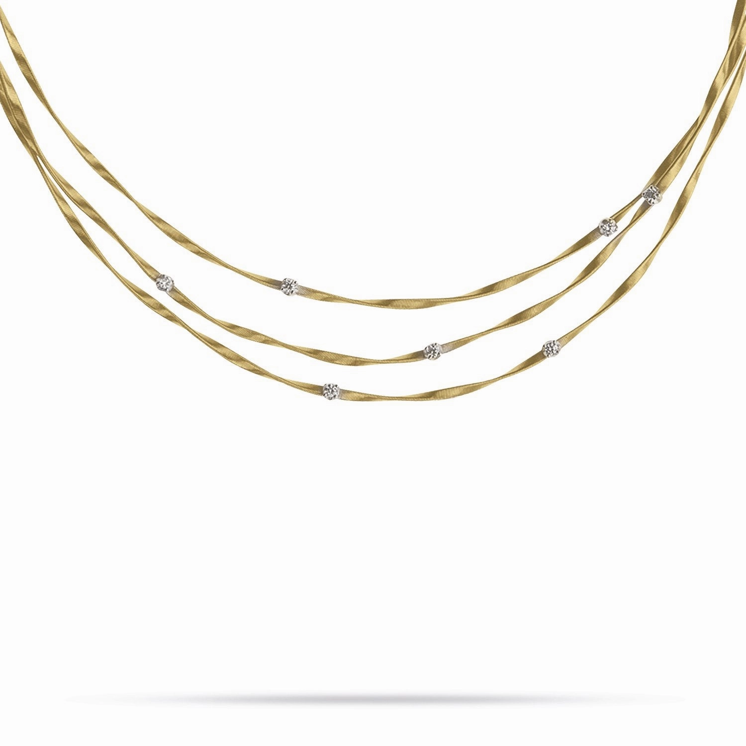 Marco Bicego Marrakech 18ct Yellow Gold 0.35ct Three-Strand Necklace