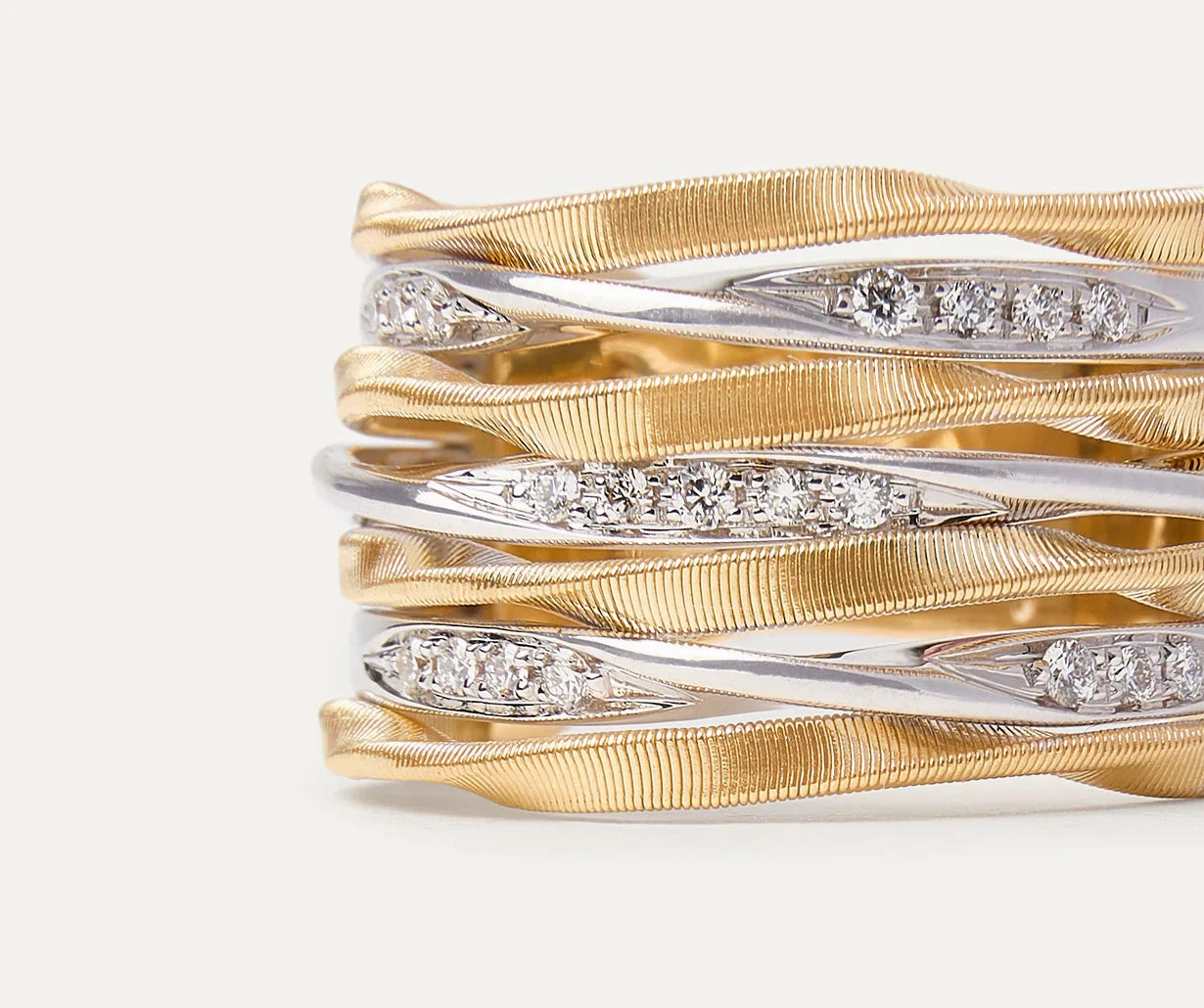 Marco Bicego Marrakech Onde 18ct Yellow Gold Coil 0.153ct Diamond Ring