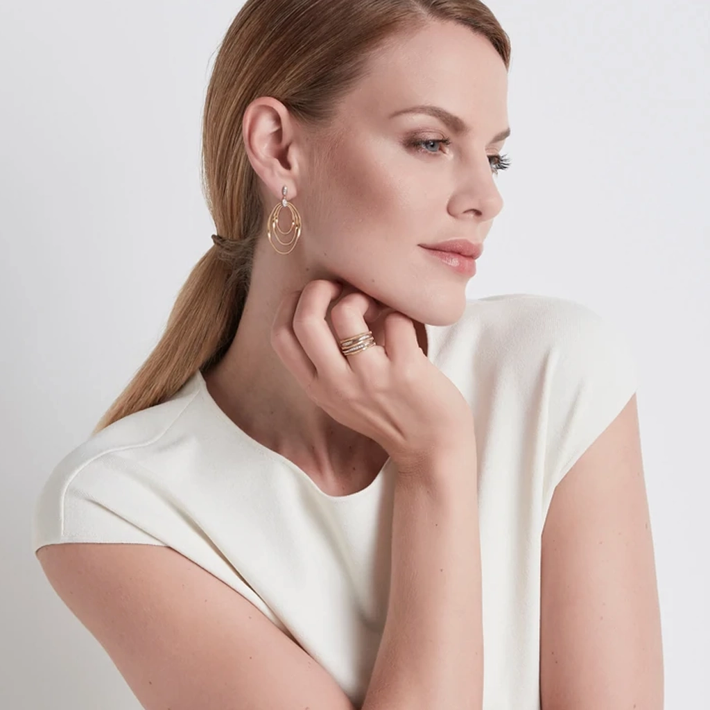 Marco Bicego Marrakech Onde 18ct Yellow Gold Diamond Drop Stud Earrings