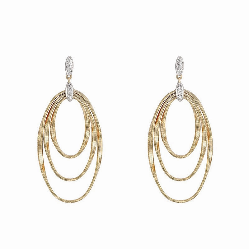 Marco Bicego Marrakech Onde 18ct Yellow Gold Diamond Drop Stud Earrings