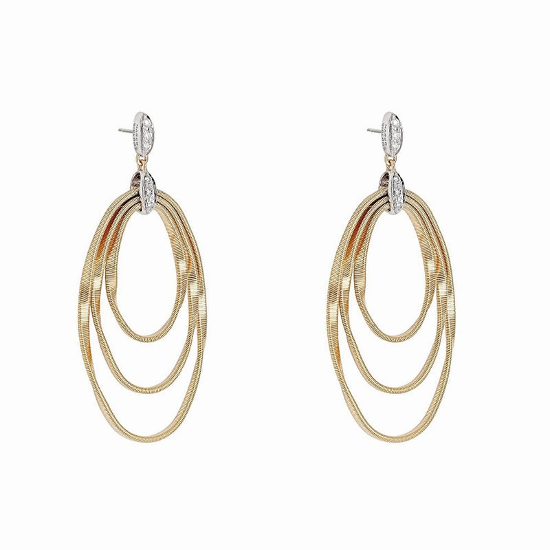 Marco Bicego Marrakech Onde 18ct Yellow Gold Diamond Drop Stud Earrings