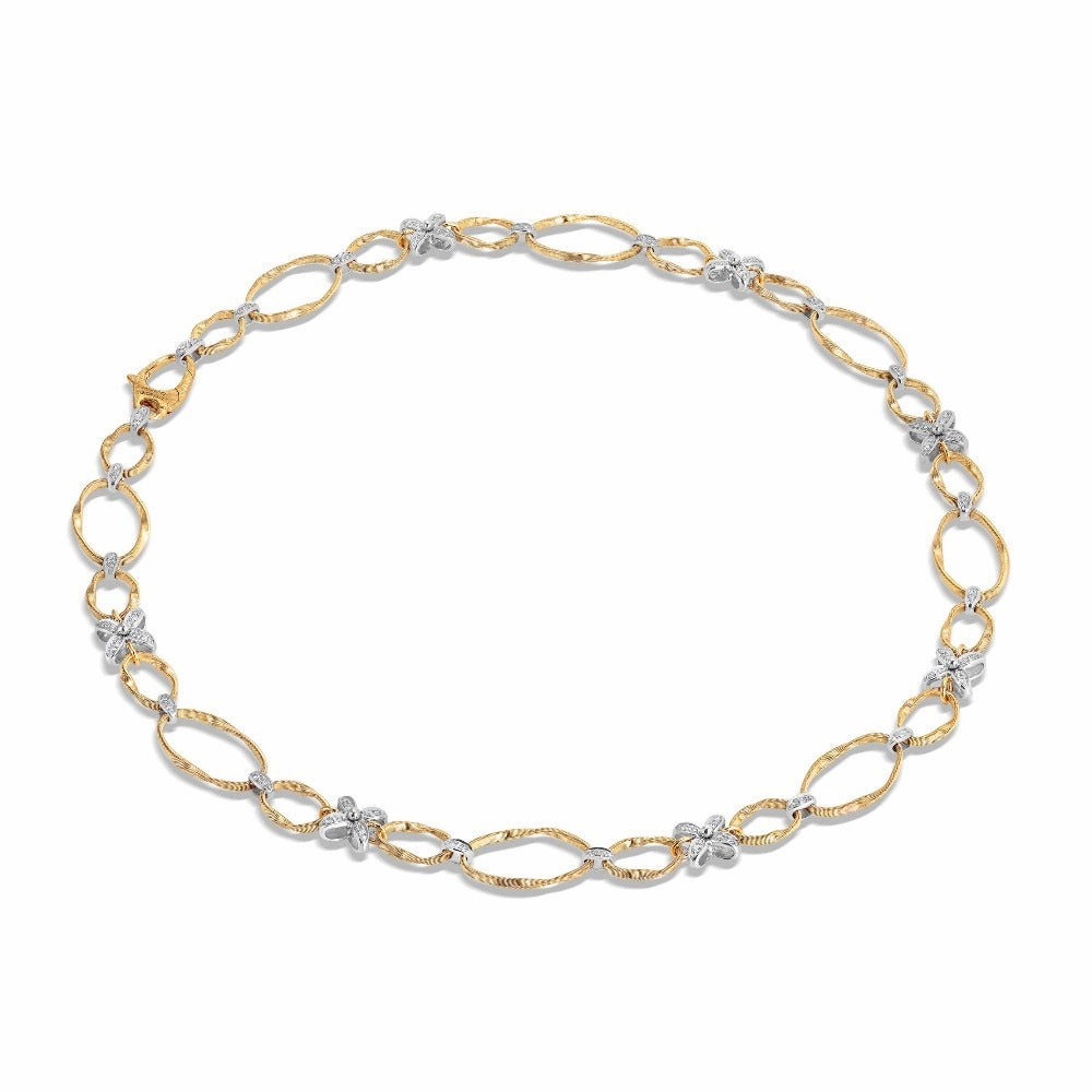 Marco Bicego Marrakech Onde 18ct Yellow Gold Diamond Flower Necklace