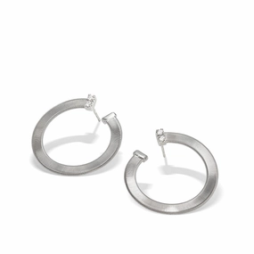 Marco Bicego Masai 18ct White Gold 0.12ct Diamond Loop Earrings