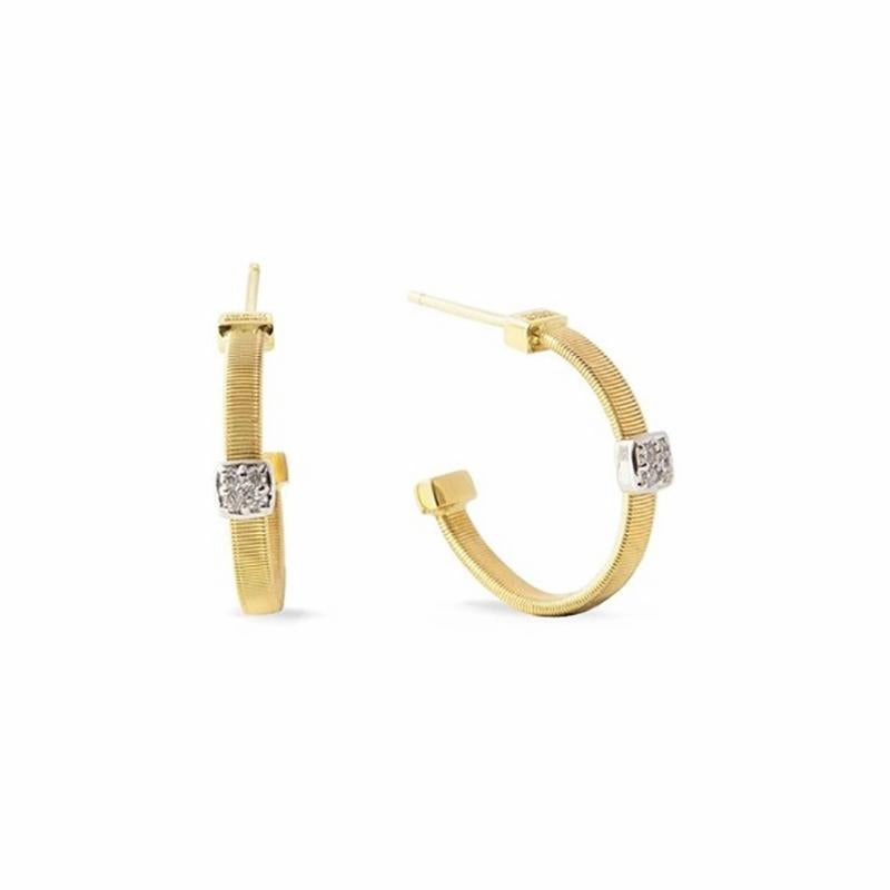 Marco Bicego Masai 18ct Yellow Gold 0.14ct Diamond Hoop Earrings D