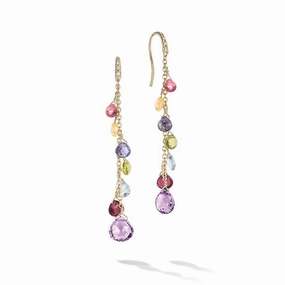 Marco Bicego Paradise 18ct Yellow Gold Diamond Multicolour Gemstone Drop Earrings