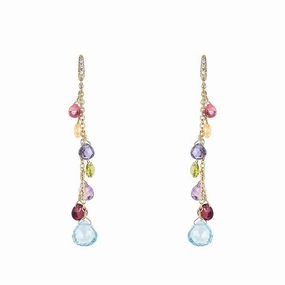 Marco Bicego Paradise 18ct Yellow Gold Diamond Multicolour Gemstone Drop Earrings