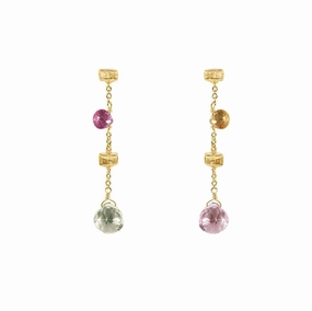 Marco Bicego Paradise 18ct Yellow Gold Mixed Stone Drop Earrings D