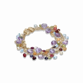 Marco Bicego Paradise 18ct Yellow Gold Multicolour Gemstone Multi Strand Bracelet