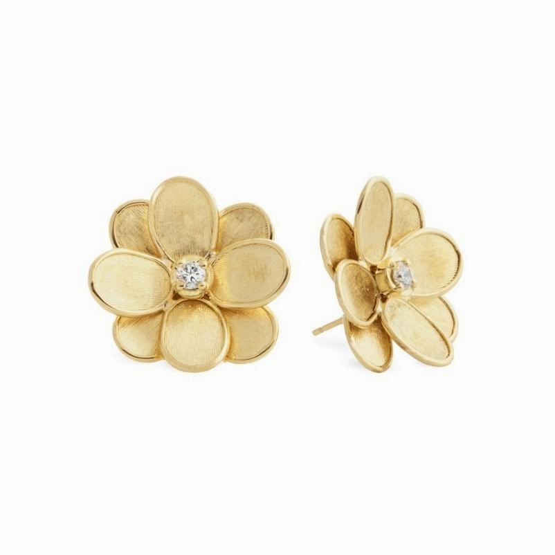 Marco Bicego Petali 18ct Yellow Gold Diamond Flower Stud Earrings