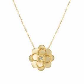 Marco Bicego Petali 18ct Yellow Gold Diamond Large Flower Necklace
