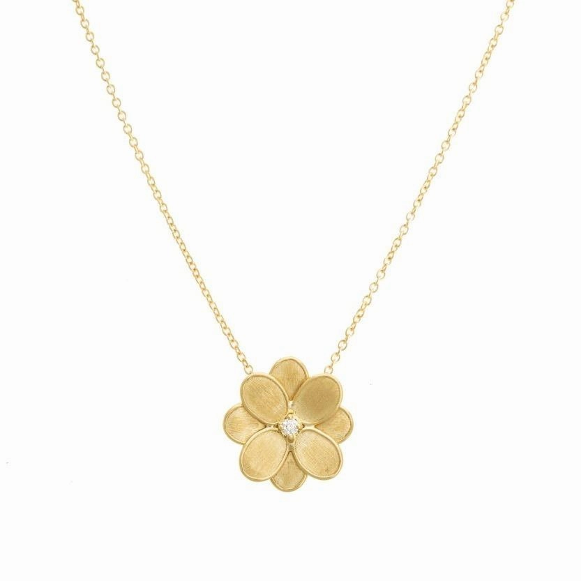 Marco Bicego Petali 18ct Yellow Gold Diamond Small Flower Necklace