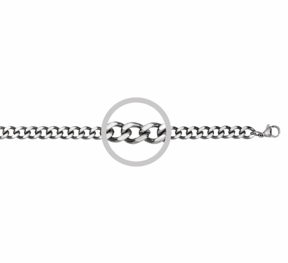 Men Chain- 7mm Stainless Steel Curb Link - 2 Sizes