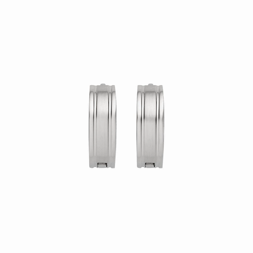 Men Earring -Stainless Steel Matte & Shiny Huggies