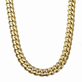 Men Necklace- 12mm YGP Stainless Steel Cuban Link (2 Sizes)