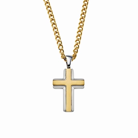Men Necklace- Stainless Steel Cross Pendant   Chain
