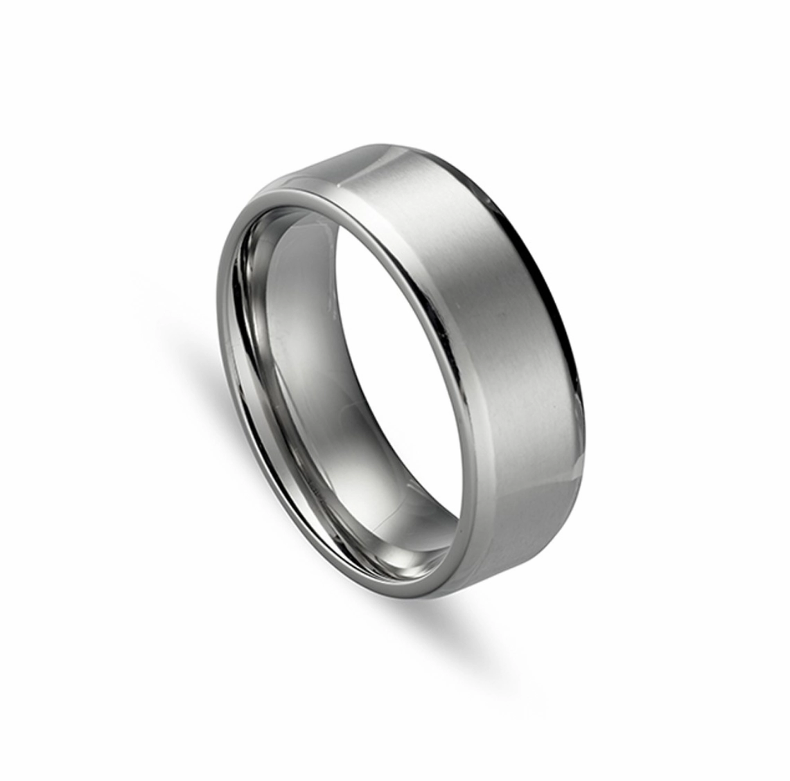 Men Rings - Blaze Titanium Center Matte w/ Shiny Edges Ring