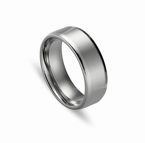 Men Rings - Blaze Titanium Center Matte w/ Shiny Edges Ring