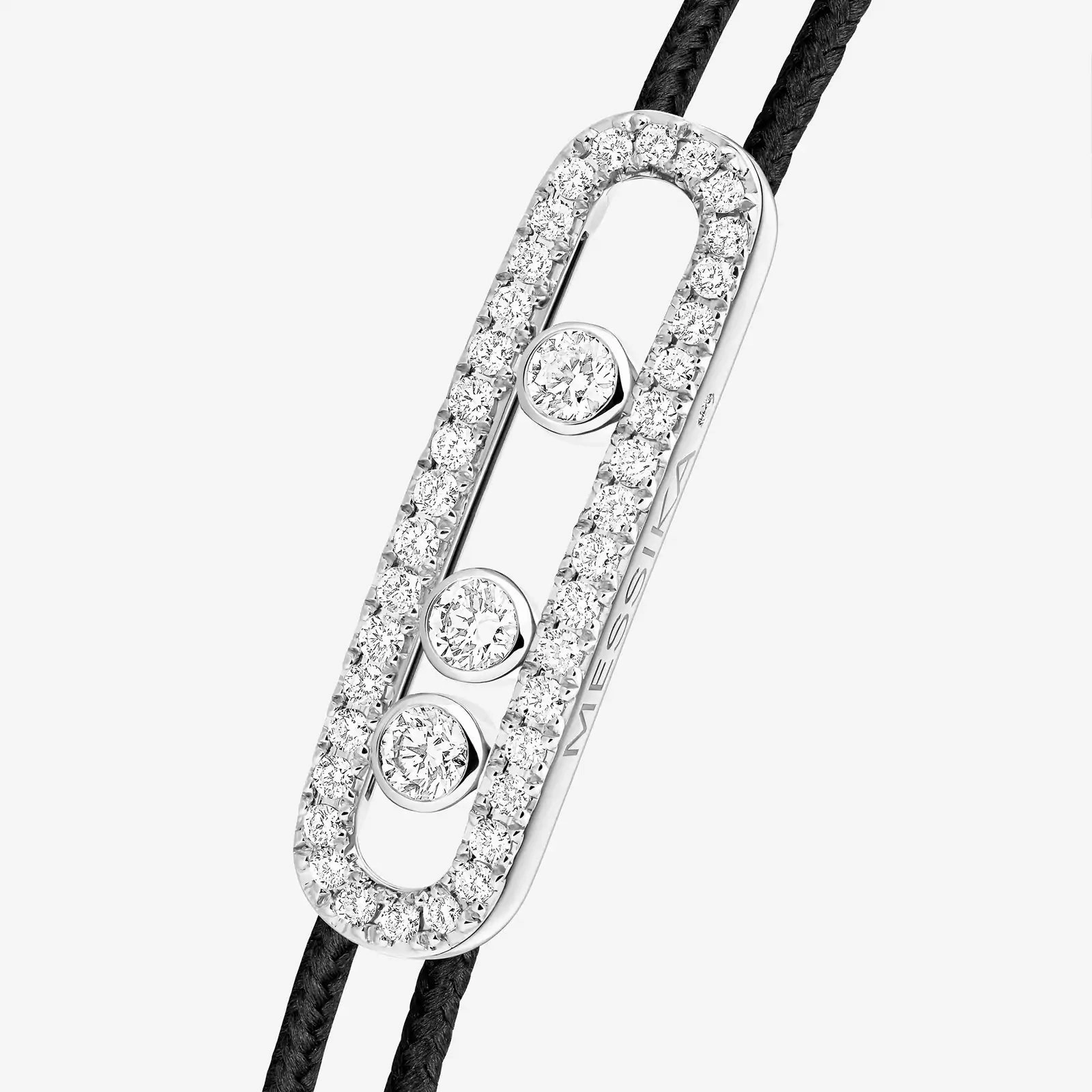 Messika Care(s) 18ct White Gold & 0.26ct Diamond Black Cord Pav Bracelet