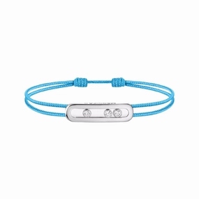 Messika Care(s) 18ct White Gold & Diamond Blue Cord Bracelet