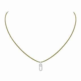 Messika Care(s) 18ct White Gold & Diamond Khaki Cord Pav Necklace